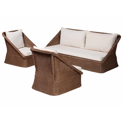 bali & pari Derris Bohemian Peanut Brown Braided Rattan 3-Piece Living Room Set